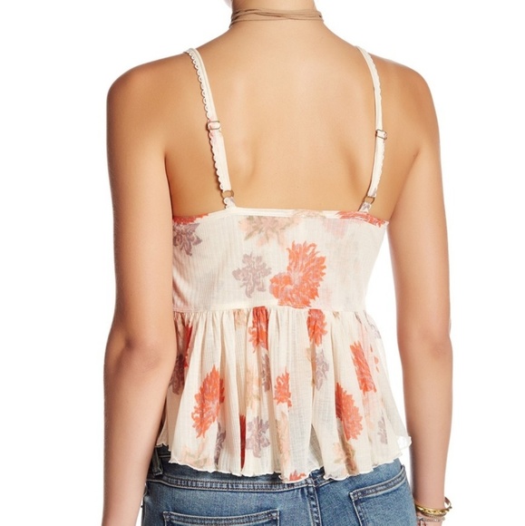 Free People Melbourne Flirty & Femme Tiered Ruffle Strappy Top Ivory Comb XS NWT - Picture 5 of 6
